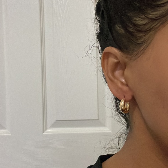 & Other Stories Chunky Gold Plated Mini Hoop Earrings— New! - Picture 5 of 5